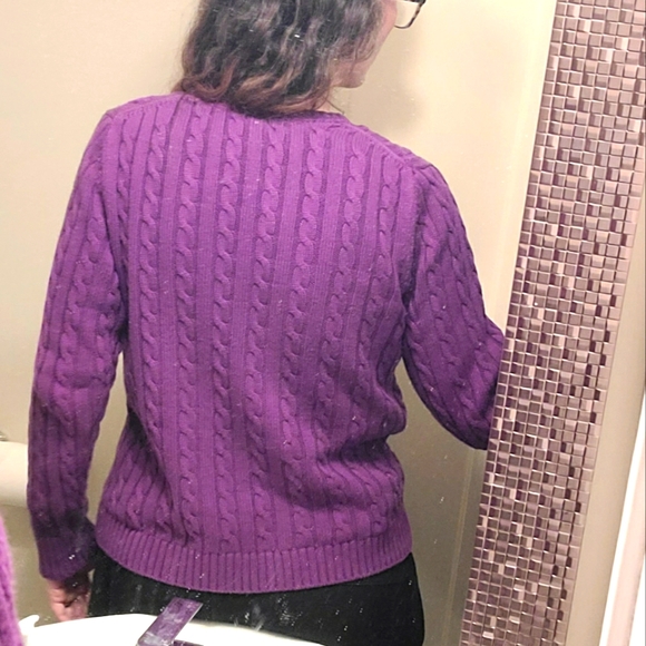 LL Bean 100% cotton deep purple sweater - Picture 4 of 4